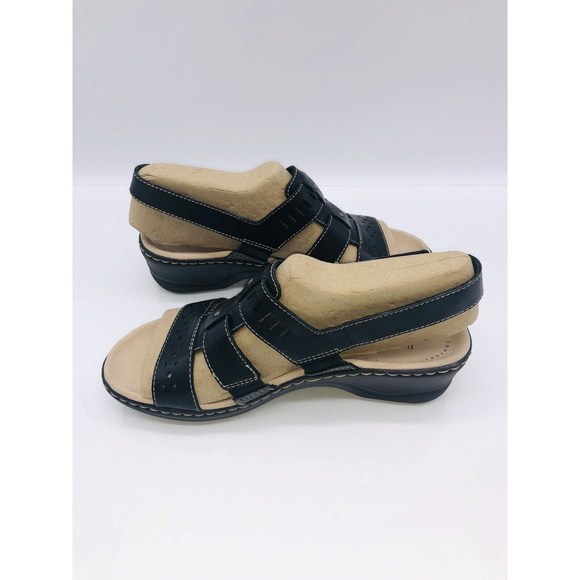 CLARKS Collection Women's Lexi Qwin Sandals Black Leather - Picture 7 of 9